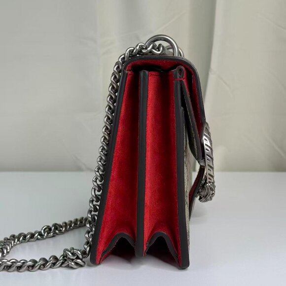 Gucci GG Logo Supreme Medium Dionysus Shoulder Bag with Red Interior - Picture 4 of 8